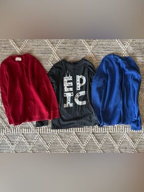 Cat & Jack Long Sleeve Tops Set in Red, Black & Blue